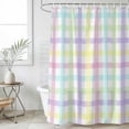 thumbnail image 6 of Green Beige Plaid Shower Curtain Set - Small 36" x 72" Washable Bathtub Curtain with 12 Hooks, Buffalo Farmhouse Art Checkered Waterproof Fabric Stall Shower Curtains for Bathroom/Bathtub Décor, 6 of 6