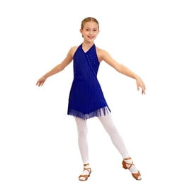 Kaerm Girls Sequin Tassel Dance Sleeveless Skirt Leotard with Hair Tie Jazz  Hip Hop Ballroom Costume Gold 8 - Walmart.com