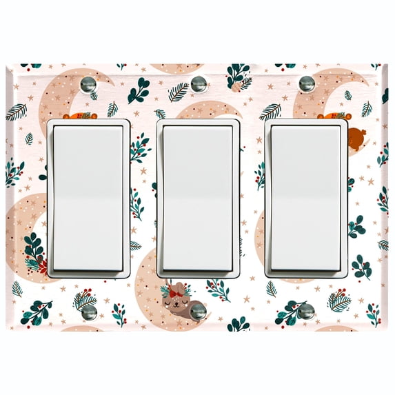 Metal Light Switch Plate Cover Festive Sleepy Santa Helpers Dreamy Moon XMS007