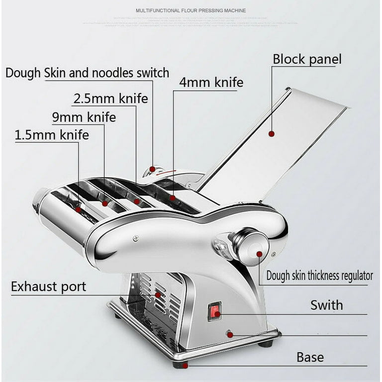 SHANNA Pasta Noodle Maker, 110V 135W Electric Stainless Steel Pasta Roller  Machine Dumpling Skin Noodle Machine Spaghetti Machine ( Noodle Machine  with 2 Blades) 