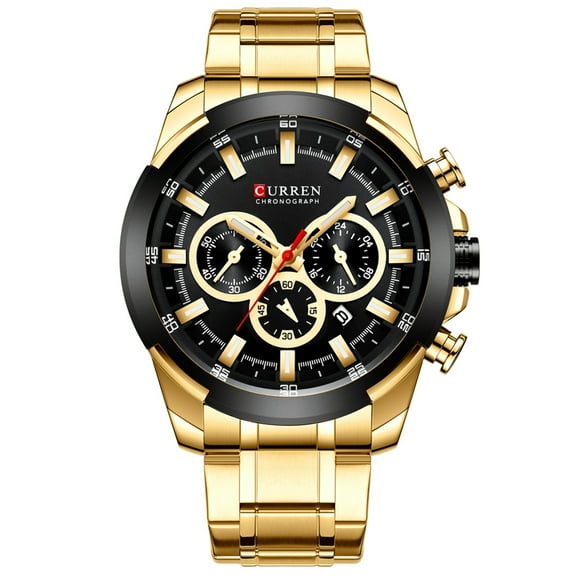 CURREN 8361 Quartz Man Wristwatch Watch for Male Men Watches with Calendar Indicator Date Waterproof Luminous Hands Three Sub-Dials Second Minute Microsecond Chronograph Stainless Steel Strap Band Wea