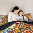 thumbnail image 4 of jejeloiu Vibrant Mandala Queen Comforter Set For Men Women,Bohemian Pattern Comforter Sets Queen,Multi Color,Black Reversible,3pcs,1 Comforter and 2 Pillowcases, 4 of 7