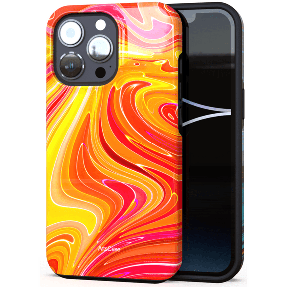 ArtsCase - Print Design Tough Case for iPhone 15 Pro Max - Yellow Fluid Painting