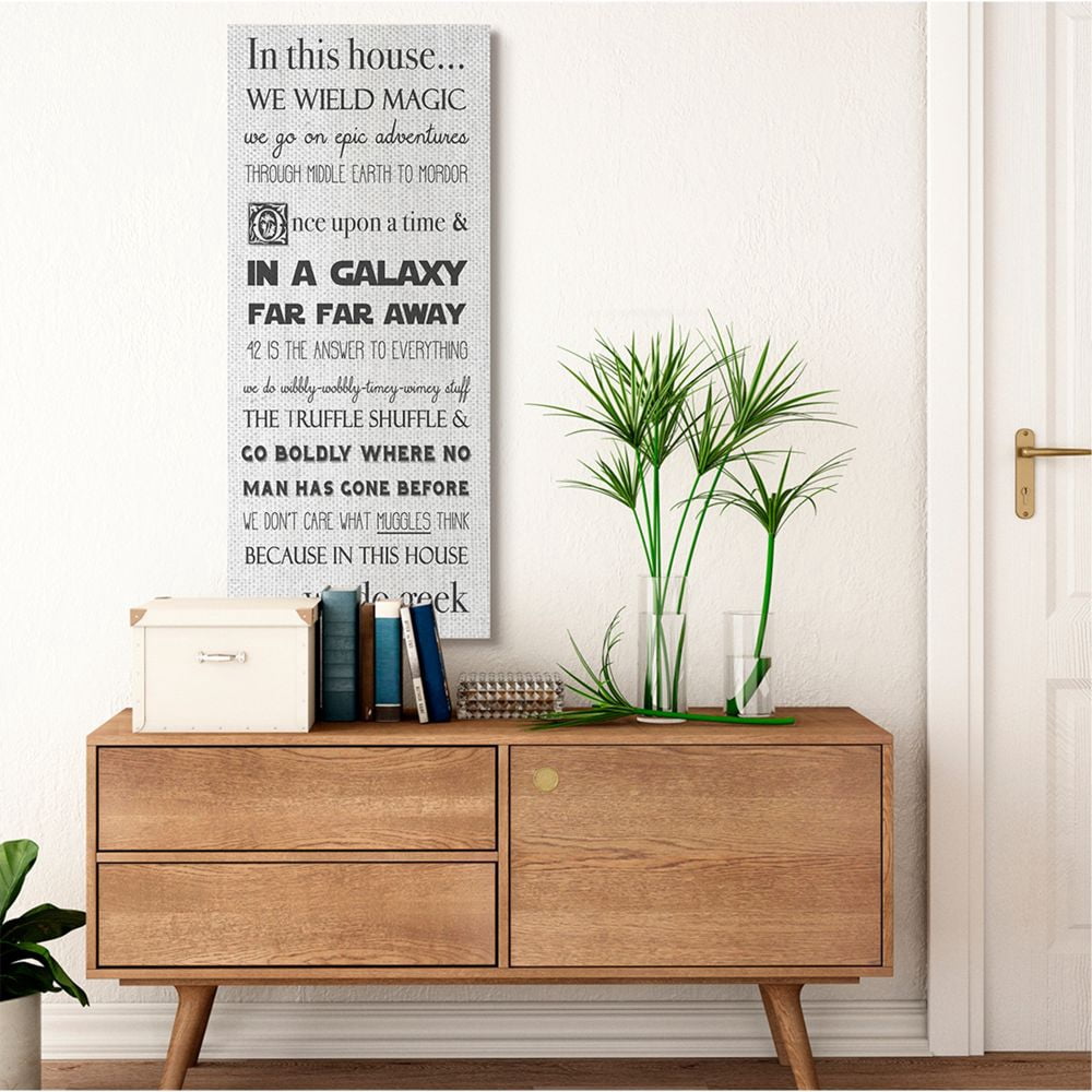 Geek House Inspirational Family Word Design XXL Stretched Canvas Wall Art by Daphne Polselli