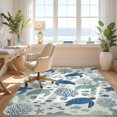 thumbnail image 3 of Design&I 5'x7' Washable Area Rug Fish Marine Reef Turtle Coral Seashell Nautical Ocean Motifs for Dining Room, Under Table, Home Office, Snag-Free, Skid-Resistant, 3 of 7