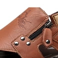 thumbnail image 4 of Men's Leather Outdoor Hiking Sandals Closed Round Toe with Adjustable Strap Zipper Non Slip Fisherman Sandals Hand Stitching Soft Anti-Slip Breathable Driving Hiking Sport Shoes,Light Brown 37(US-6), 4 of 4