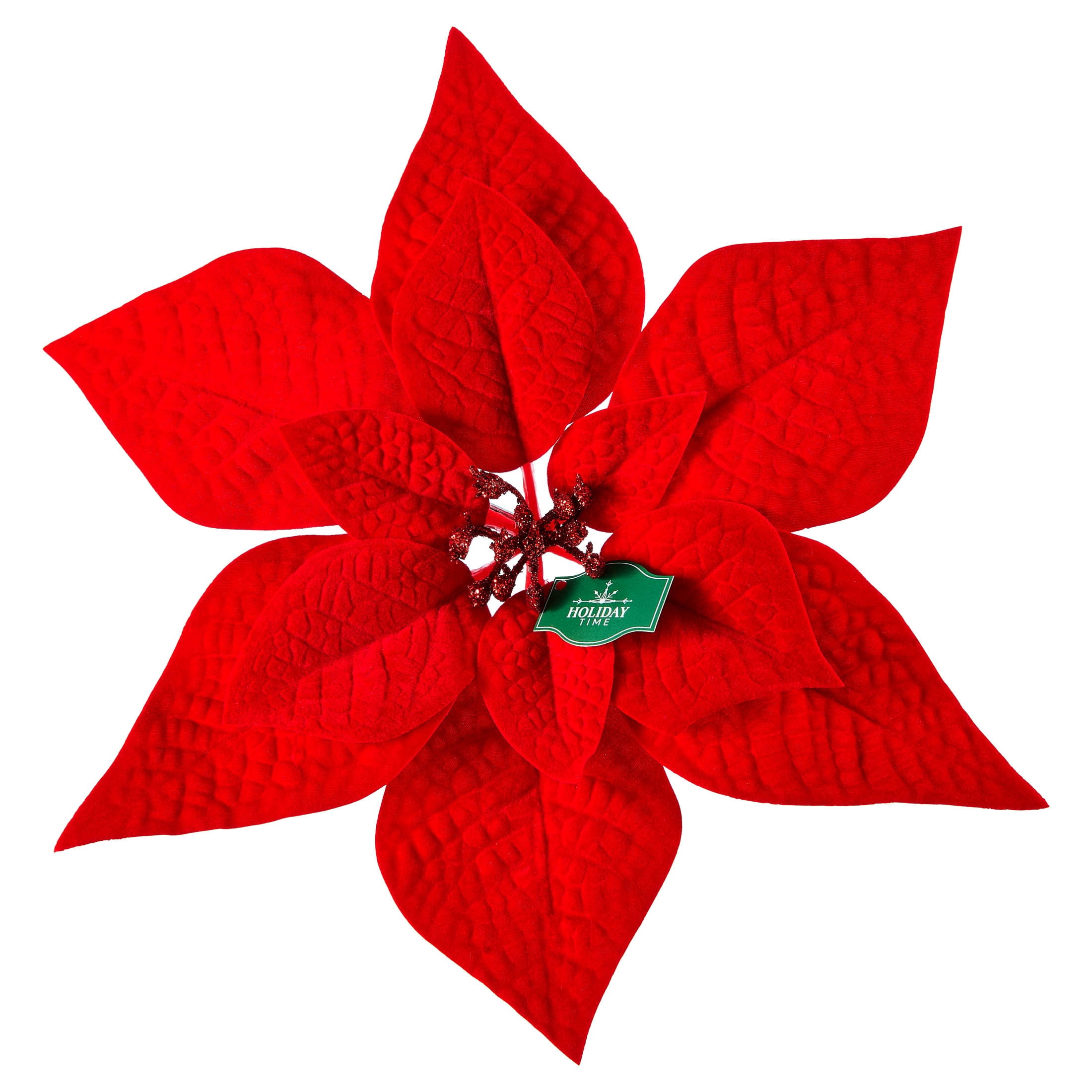 Red Velvet Poinsettia Christmas Clip Ornament, 11", by Holiday Time