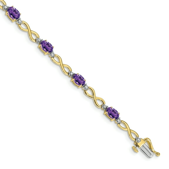 Primal Gold 10 Karat Yellow Gold Amethyst and Diamond Bracelet
