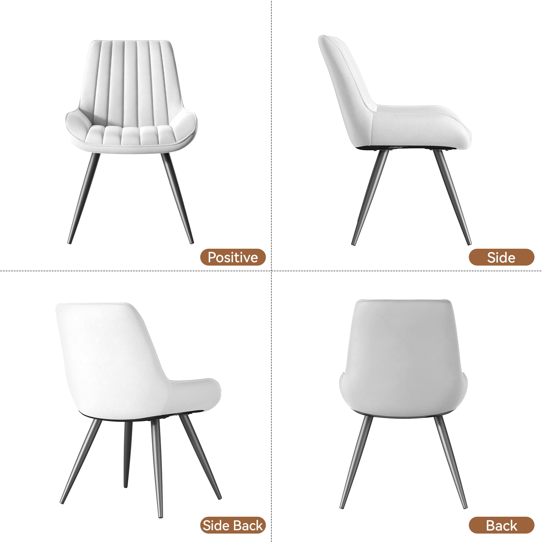 MOONMISS Modern Upholstered Dining Chairs Set of 6 with Thick Cushion,Sturdy Metal Legs,Side Chair for Kitchen,Living Room,White