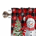 thumbnail image 5 of Christmas Kitchen Curtains and Valances Set, Red Snowman Xmas Pine Tree Snow Red Black Plaid Rod Pocket Window Valance Window Curtain Panels for Living Room Bedroom Laundry, 27.5x24in, 3 Pieces, 5 of 7