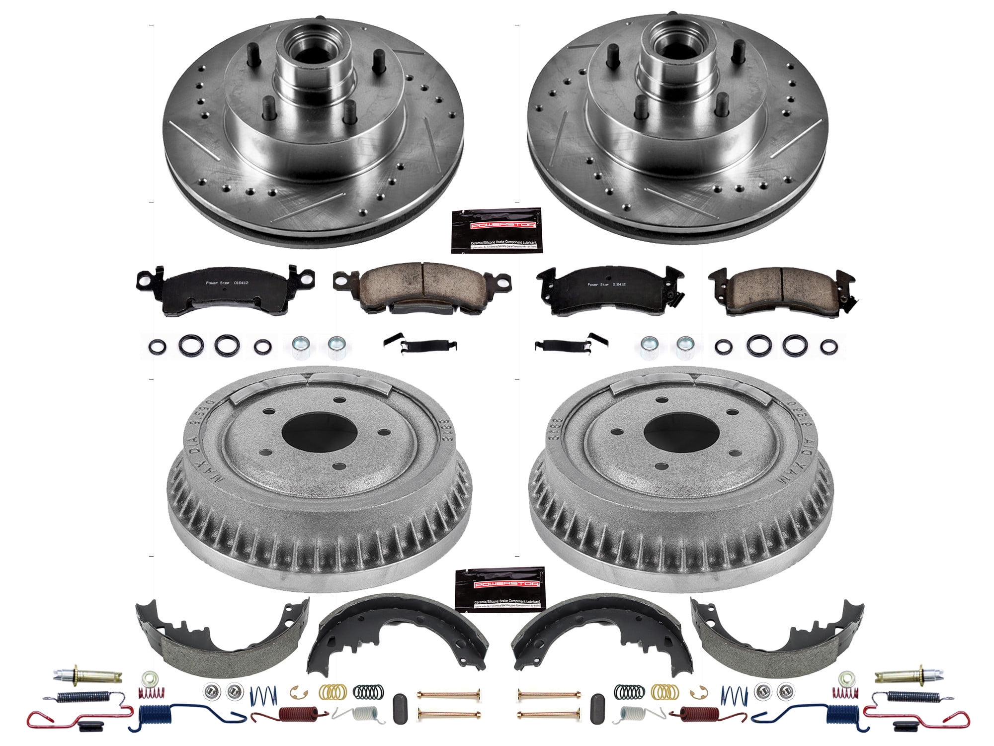 PowerStop Front and Rear Z23 Evolution Sport Brake Pad Rotor Drum and Shoe Kit Fits: BUICK CHEVROLET GMC OLDSMOBILE PONTIAC Select Models K15019DK