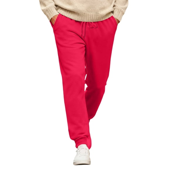 Domuza Sweatpants for Men Loose Fit Elastic Waist Drawstring Jogger Sweatpants Baggy Casual Workout Joggers with Pockets Red XL