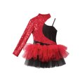 thumbnail image 4 of iiniim Kids Girls Shiny Ballet Dance Dress Glitter Tutu Skirted Leotard for Gymnastics Dancewear Red 6, 4 of 7