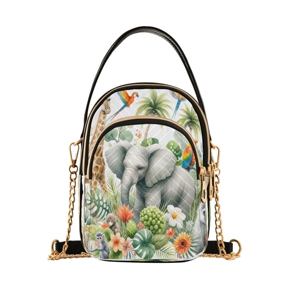ALAZA Chain Crossbody Bags for Women African Animals Forest Shoulder Handbag Phone Purse