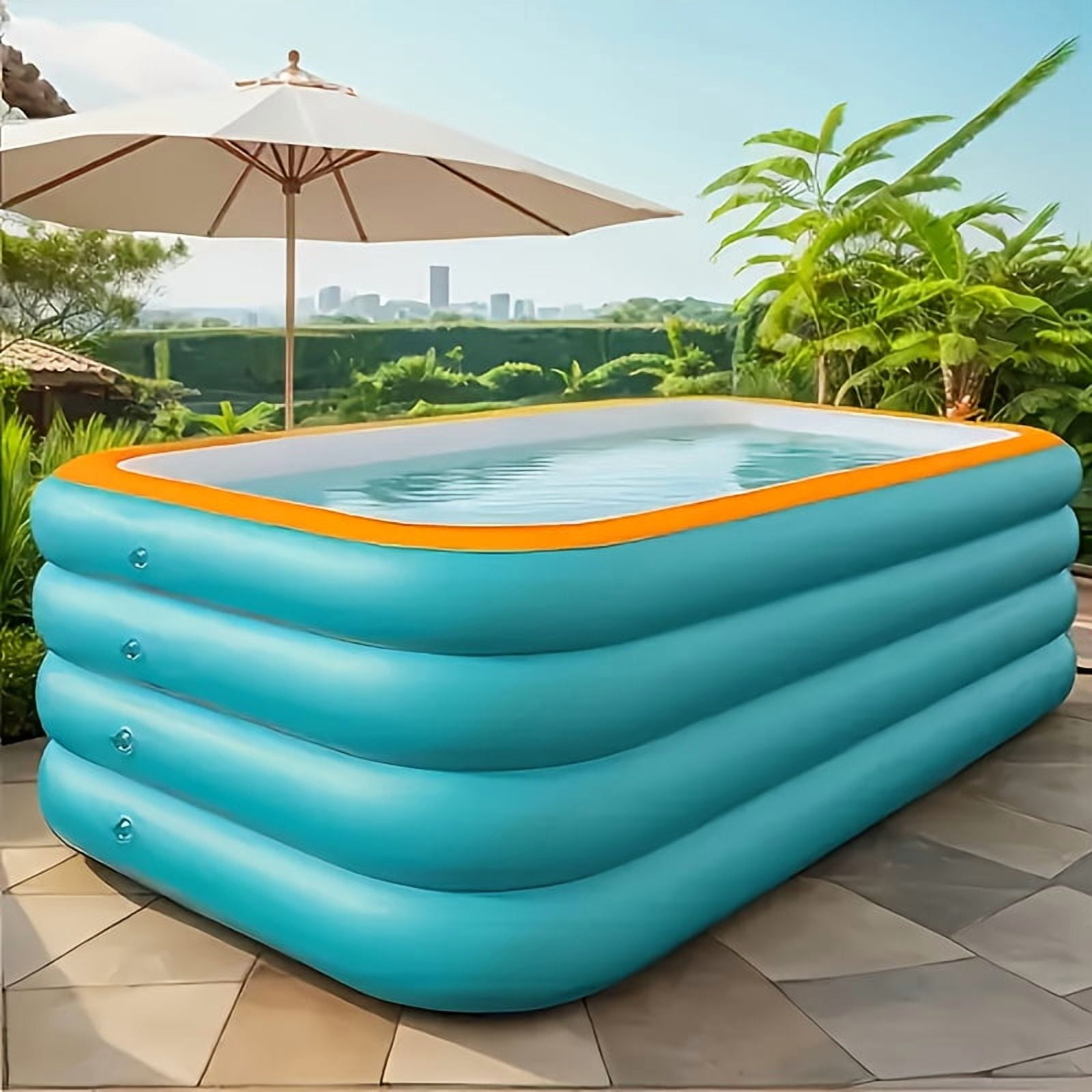 Extra-Large 4-Ring Inflatable Swimming Pool for Family Fun - Durable PVC, No Power Needed, Perfect for Outdoor Summer Parties & Water Play