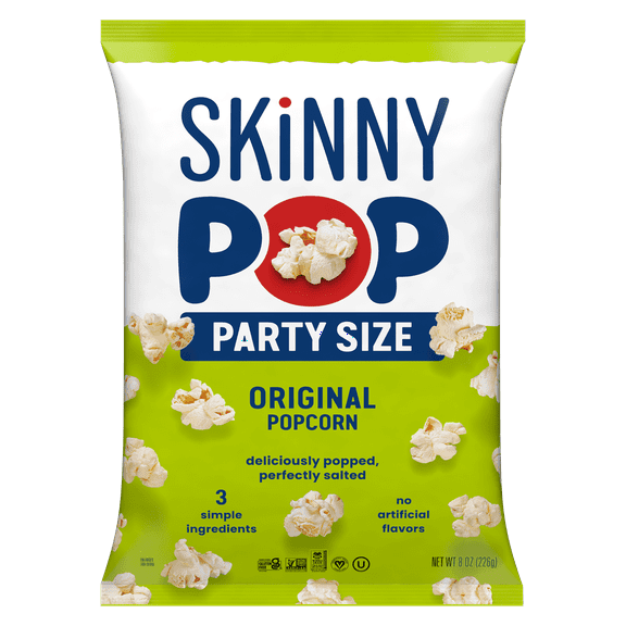 Skinnypop Gluten Free Original Popcorn, 8.0 oz Family Size Bag, Skinny Pop, Healthy Popcorn Snacks pack of 4