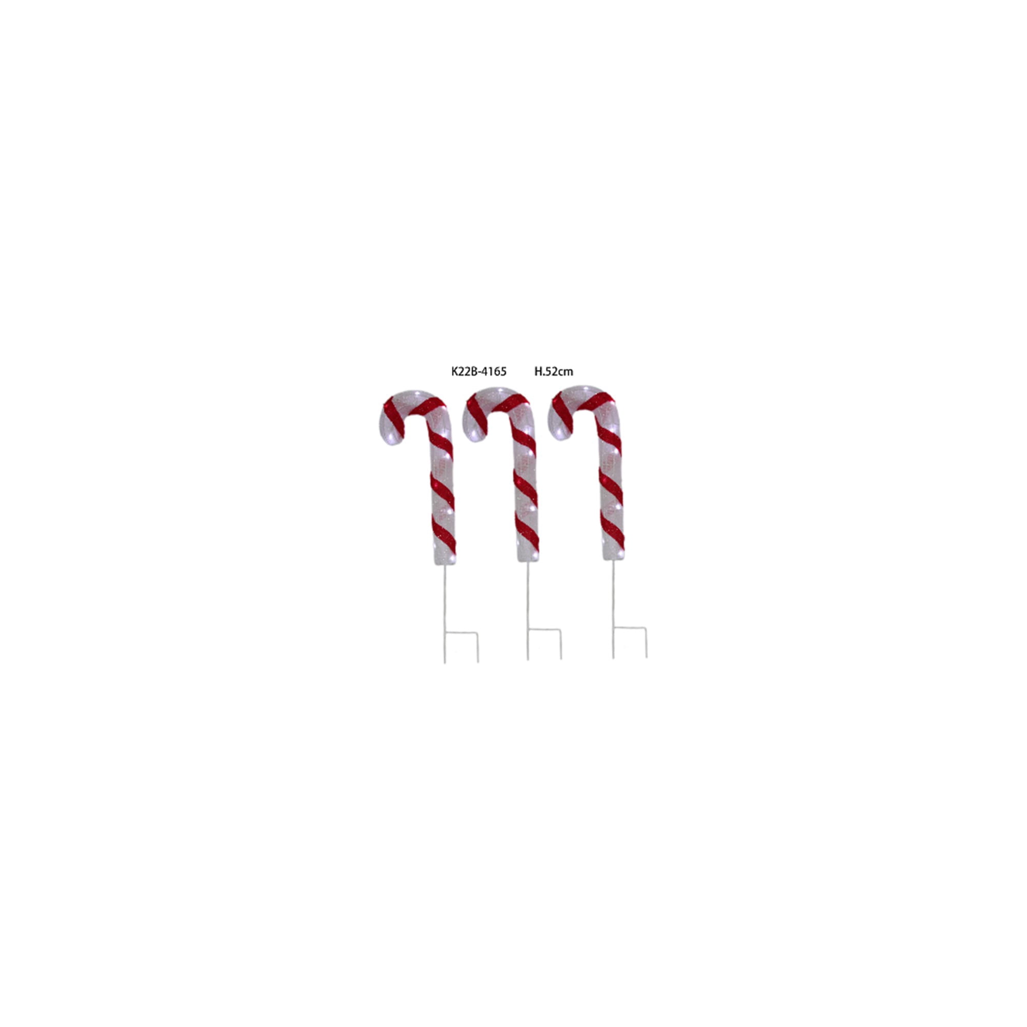 Lighted Candy Cane Christmas Pathway Lawn Stakes - 20" - Set of 3
