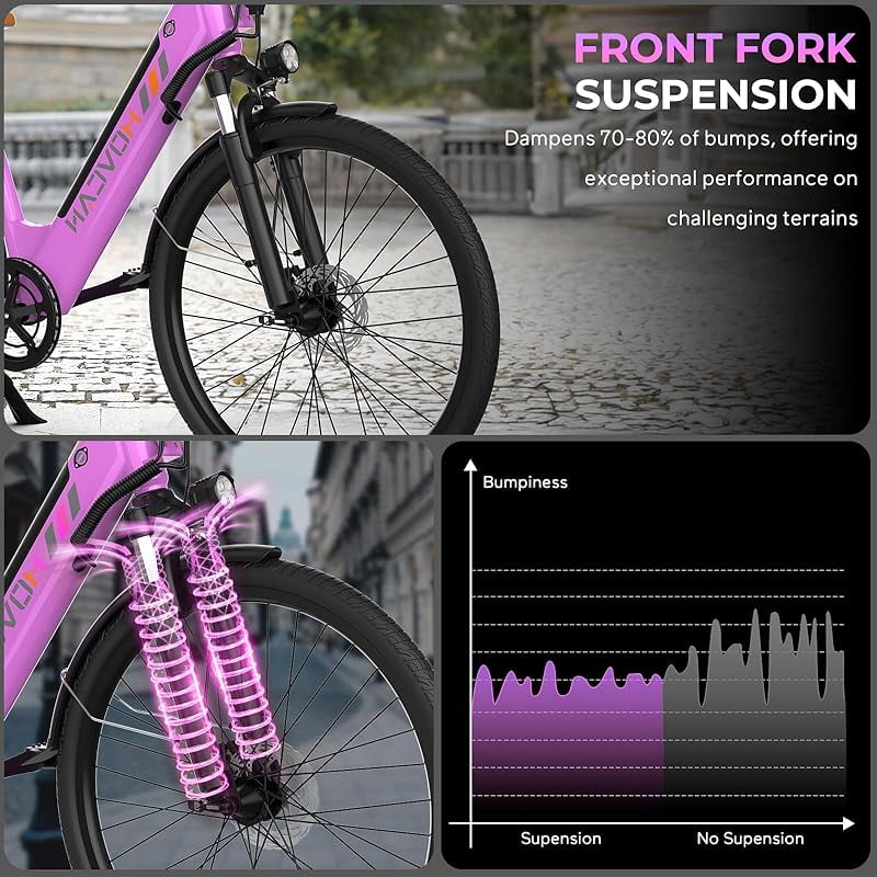 Movcan V80 Electric Bike, 1000W Motor 28MPH Ebike, 48V 13Ah Removeable Battery, 26'' Cruiser Adult Electric Bicycles up to 70 Miles