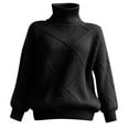 thumbnail image 4 of Women's Oversized Turtleneck Pullover Sweater Loose Solid Knit Jumper Tops Black M, 4 of 4