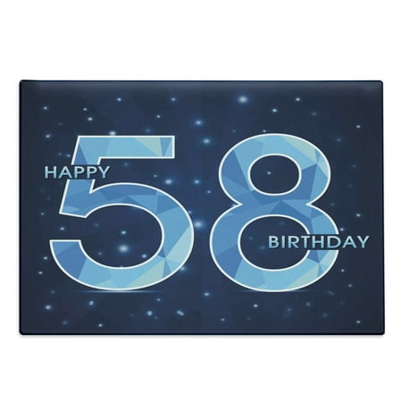 

58th Birthday Cutting Board Number on Open Night Sky with Stars Age Happy and Long Life Print Decorative Tempered Glass Cutting and Serving Board Large Size Dark and Sky Blue by Ambesonne