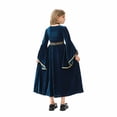thumbnail image 4 of SERTG Girls Medieval Court Halloween Garb 2-Piece Long Sleeve Dress with Sash Pretend Play Regal Cosplay Outfit for Kids 5-12 Years(Blue,7 Years), 4 of 5