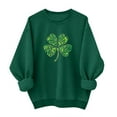 thumbnail image 2 of LEKWK Sweatshirts for Women Fleece Crewneck Long Sleeve St Patricks Day Shirt Graphic Sweatshirts Glitter Three Hearts Shamrock Festival Wear, 2 of 6