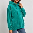 thumbnail image 7 of Women's Velvet Drawstring Hoodie Ghalytn Oversized Drop-Shoulder Pullover Sweatshirt with Pocket, 7 of 7