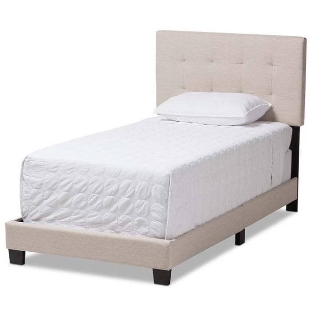 Baxton Studio Brookfield Lit Simple à Panneaux Rembourré, Beige