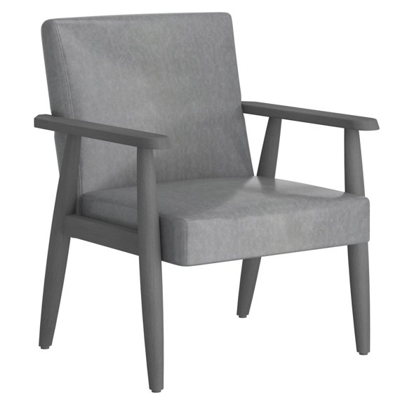 Mid-Century Modern Fabric Accent Chair in Beige