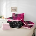 thumbnail image 6 of Feelyou Glitter Fashion Bowknot Bedding Comforter Set 7 Pieces, Pink Zebra Leopard Print Full Bedding Set, Dreamy Stars Galaxy Reversible Fitted Sheet Flat Sheet, Super Cozy Room Decor, 6 of 8