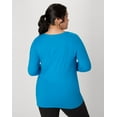 thumbnail image 2 of Hanes Women's Long Sleeve Scoop-Neck Cotton T-Shirt (Plus Size) Deep Dive 1X, 2 of 4