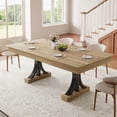thumbnail image 1 of Wood Dining Table for 6-8 with 2 Large Drawers – 70.87" Long Farmhouse Rectangular Table, Thick Table Top, Sturdy Frame for Big Family, 1 of 10