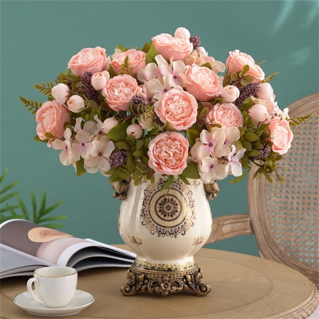 RKSTN Fake Flowers Fake Roses Hand bouquet for Wedding Decoration Hanging Planters Outside Garden Porch Window Box UV Resistant No Fade
