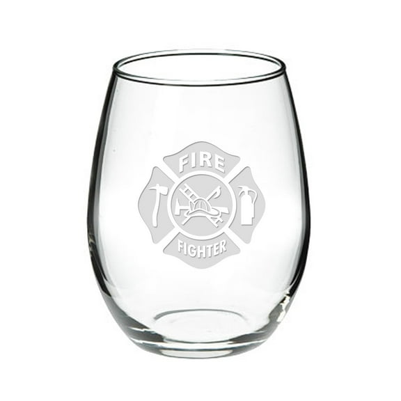 Firefighter 21 oz Stemless Red Wine Glass