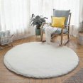 thumbnail image 5 of Plush Round Rug Fluffy White Carpets For Living Room Soft Home Decor Bedroom, 5 of 5