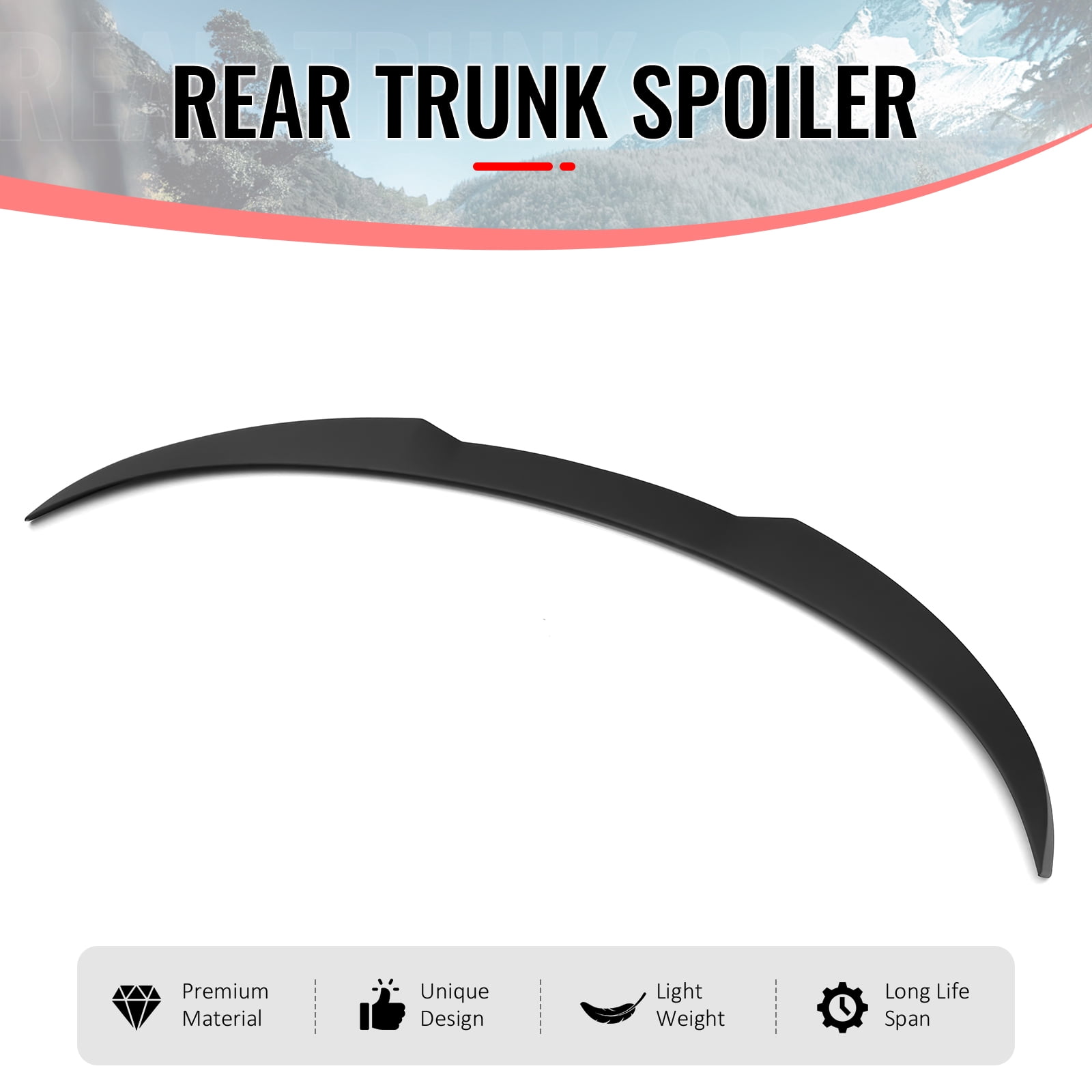 Ikon Motorsports Trunk Spoiler Compatible with 2025-2026 Tesla Model Y Juniper, IKON Style Matte Black ABS Plastic Rear Trunk Lid Spoiler Wing Lip