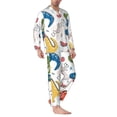 thumbnail image 2 of Naloa Dinosaur Men’s Pajamas Set - Long Sleeve Button Down Sleep Shirt and Pajama Bottoms Sleepwear Set-X-Large, 2 of 7