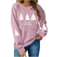 thumbnail image 3 of lcziwo Christmas Shirts for Women Long Sleeve Round Neck Sweatshirts Loose Casual Pullover Tops Teen Girls Clothes, Pink, L, 3 of 7