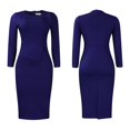 thumbnail image 2 of Women Plus Size Bodycon Stretchy Ruched Basic Midi Work Office Midi Pencil Dress, 2 of 8