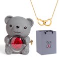 thumbnail image 1 of Boîte de Roses Rouges Préservées & Ours Rouge Mignon, Fleurs Éternelles Roses Cadeaux d'Anniversaire pour Elle Maman Femme Petite Amie Grand-Mère pour la Saint-Valentin Fête des Mères Noël, 1 of 5