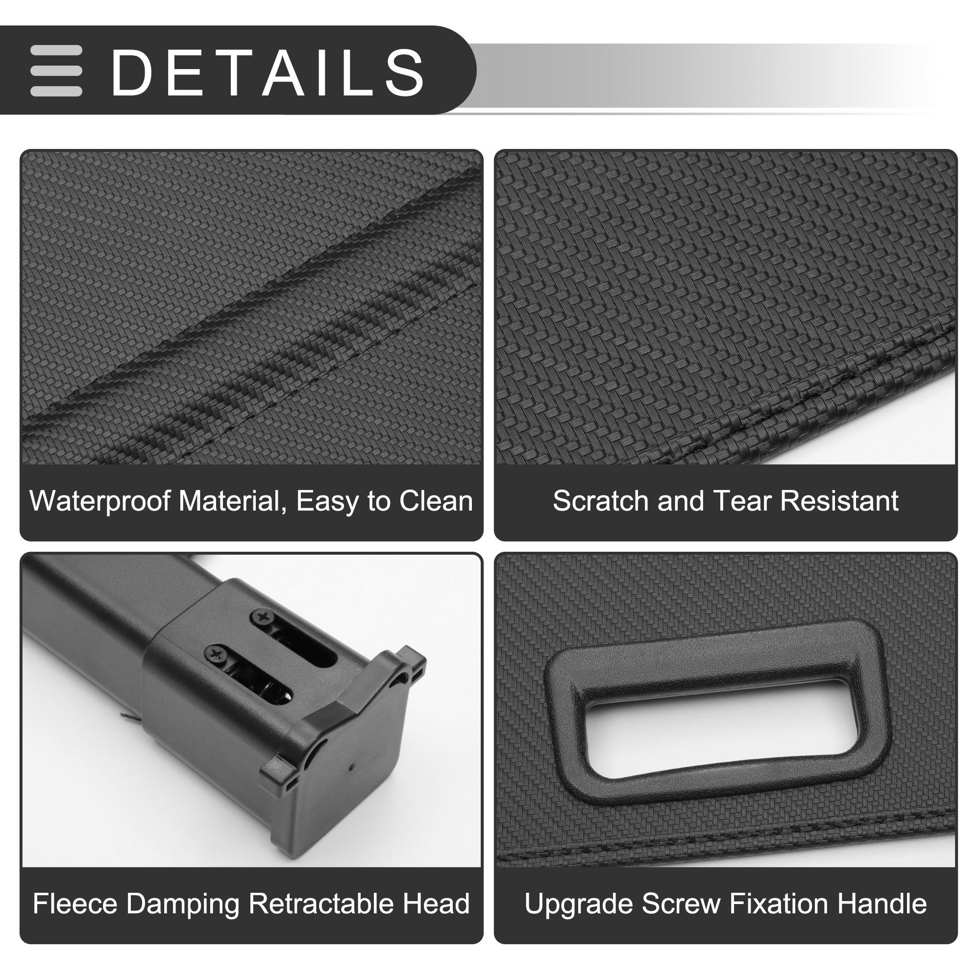 Unique Bargains Retractable Cargo Cover Black Carbon Fiber for Volvo XC90 2016-2024