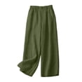 thumbnail image 5 of JGGSPWM Women's Wide Leg Capri Pants Cropped Mid Waist Loose Summer Beach Vacation Casual Solid Color Pants with Pockets Green M, 5 of 6