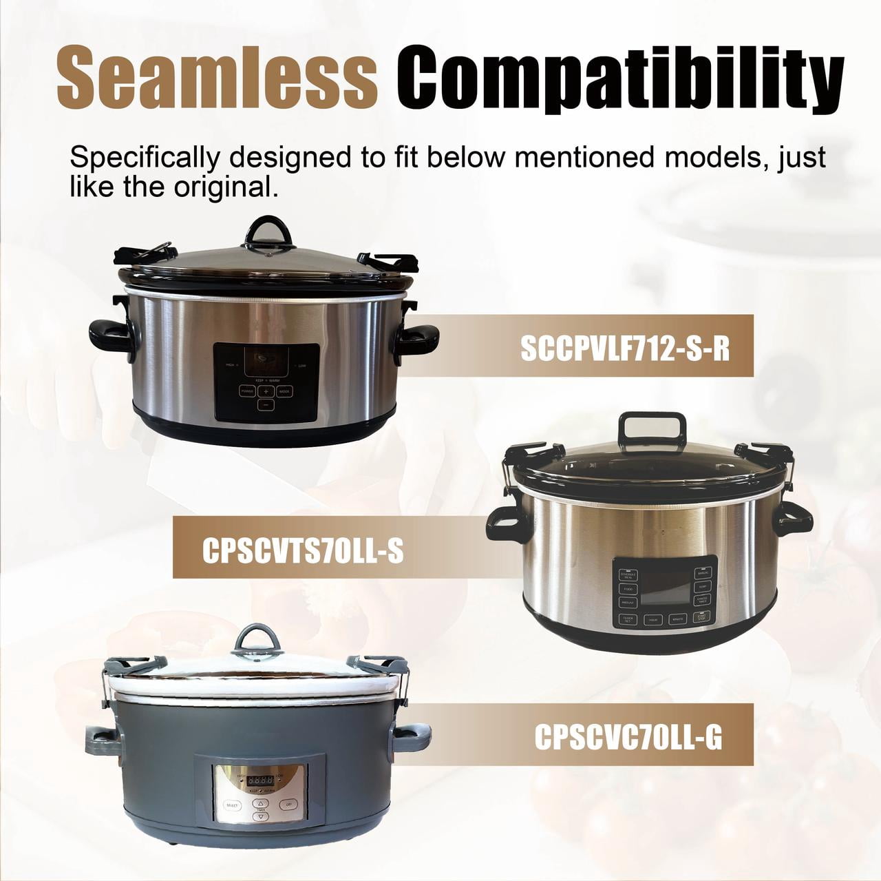 Replacement Locking Glass Lid for 7 Quart Slow Cooker, Oval Tempered Glass Lid with Clips
