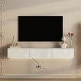 thumbnail image 2 of CQSXDA Wall Mounted Floating TV Stand with 16 Color LEDs in White, 67 Inch Modern Entertainment Center for 55 60 65 Inch TVs, 2 of 7