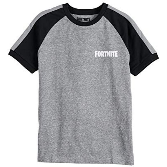 FORTNITE Boys Officially Licensed Logo Character Graphic T-Shirt, Grey Heather/Black, Small