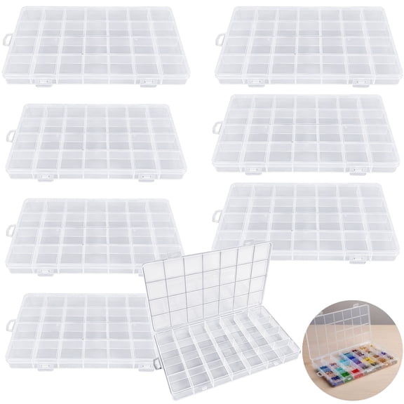 8 Pcs Clear Plastic Storage Box, 28 Grids Organizer for Small Items, Bead Organizer, Adjustable Compartment, 8.8 x 5.2 x 0.8 in Cases for Jewelry, Beads, Pills, Small Accessories