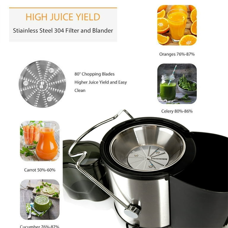 JUILIST Juicer, 1000W Large Power Juicer Extractor, Juicer Machine  Vegetable and Fruit with 76MM Wide Mouth Food Chute, Easy to Clean, 4S Fast  Juicing