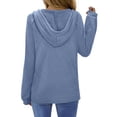 thumbnail image 3 of Fantaslook Hoodies for Women Waffle Knit Sweatshirts Drawstring Long Sleeve Tops Button V Neck Pullover, 3 of 10