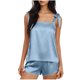 thumbnail image 1 of Fuera Del Hombro Tops para las Mujeres Manga Larga Casual sin Mangas Vendaje Sólido Y la Cintura Elástica Pantalones Cortos Conjuntos para el Verano, 1 of 6
