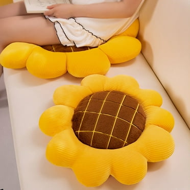 PATLOLLAV 3D Sunflower Flower Floor Pillow Seating Cushion Mat,Sunflower Throw Pillow Yellow Sunflower Shaped Chair Pads Decorative Plush for Bed Car Couch Chair Sofa Office Girls Gifts